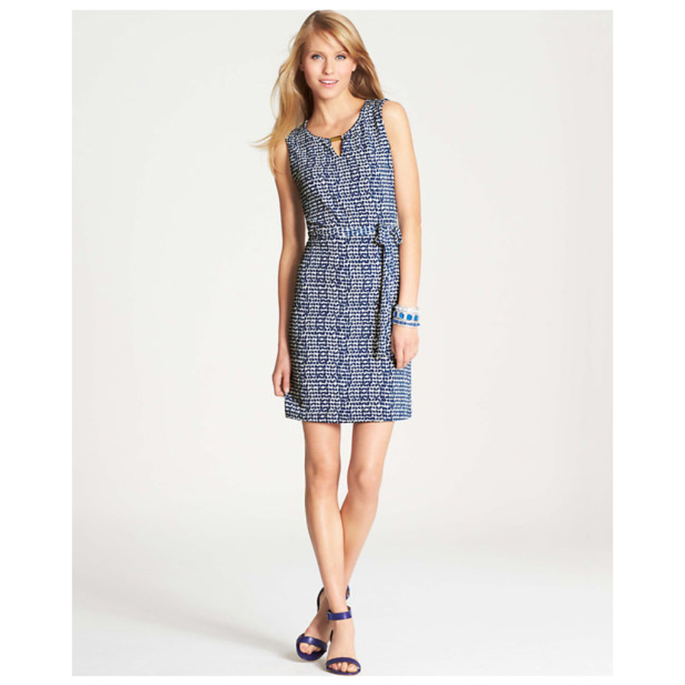 Ann Taylor Blue Print Shift Dress Work Casual